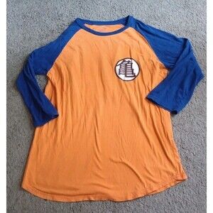 Dragon Ball Z Super Anime Orange Cotton Blend 3/4 Sleeve Baseball Jersey XL
